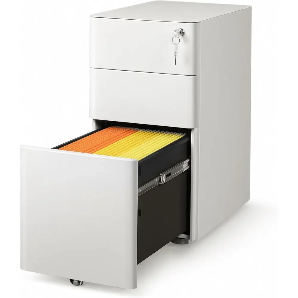 3 Der ile Cabinet on Wheels, ully Assembled Ext Casters | Slim Metal iling Cabinet with Lock, Under Desk Storage Cabinet or Lett