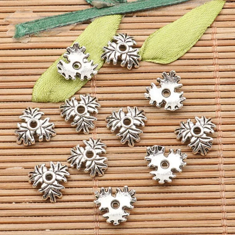 

100pcs 10mm Tibetan Silver Color 3 Leaves Design Bead Cap H2200 Beads for Jewelry Making