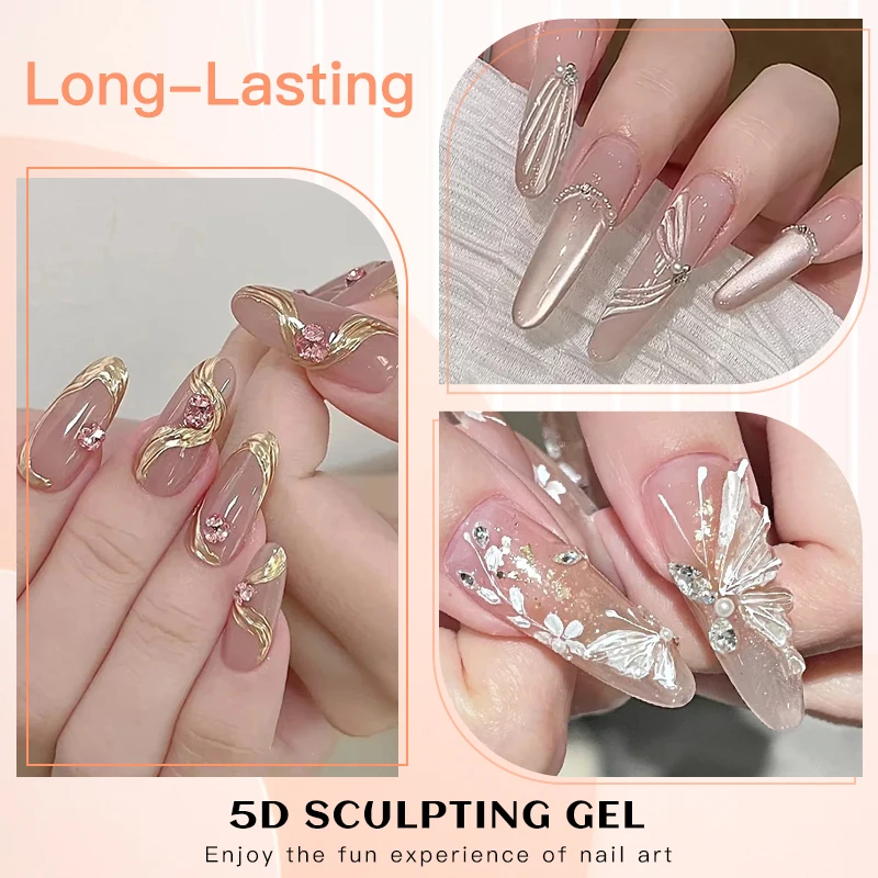 1/2/3pcs 12ml 5D Sculpting Gel Polish Nail Art Modeling Gel Waterproof Sculpting gel Nail Art 3D Design Gel for Carvings & Shape image 6