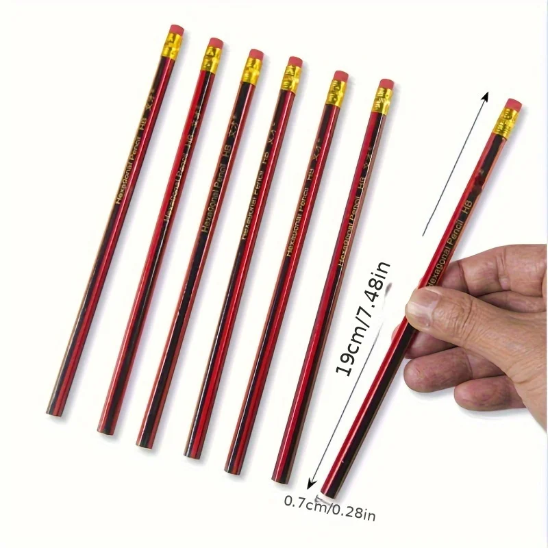 HB Holzstifte mit Radiergummi – rote und schwarze Fässer zum Schreiben, Zeichnen und Skizzieren – ideal für Studenten und Bürobedarf – Detail 3