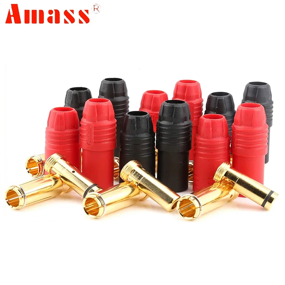 10pair/lot Amass AS150 Anti-Spark Gold Plated Female&Male Connector 7mm Banana Plug For RC Battery ESC UAV Aircraft DIY Parts