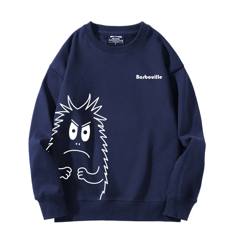 Barbapapa Cartoon Anime Hoodie Women's Round Neck Hoodie Fashion Trend Top Casual Loose Women's Sweater