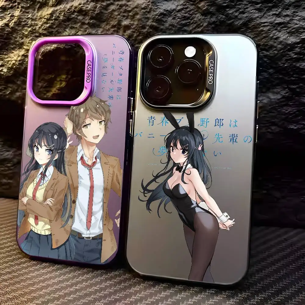 

R-Rascal Does Not Dream Mai Phone Case For IPhone 16 15 14 13 12 11 Plus Pro Max Multicolor Aurora Laser Shockproof Funda Cover