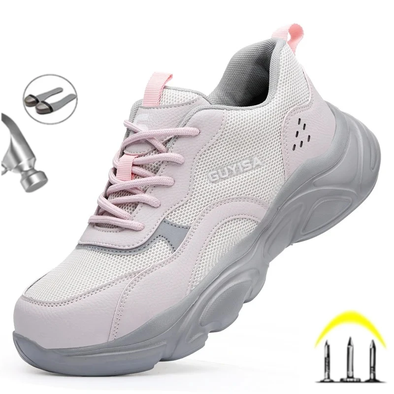 

New Fashion Lightweight Steel Toe Safety Shoes for Women Anti Smash Anti Puncture' Anti Nail Work Boots Female Footwear