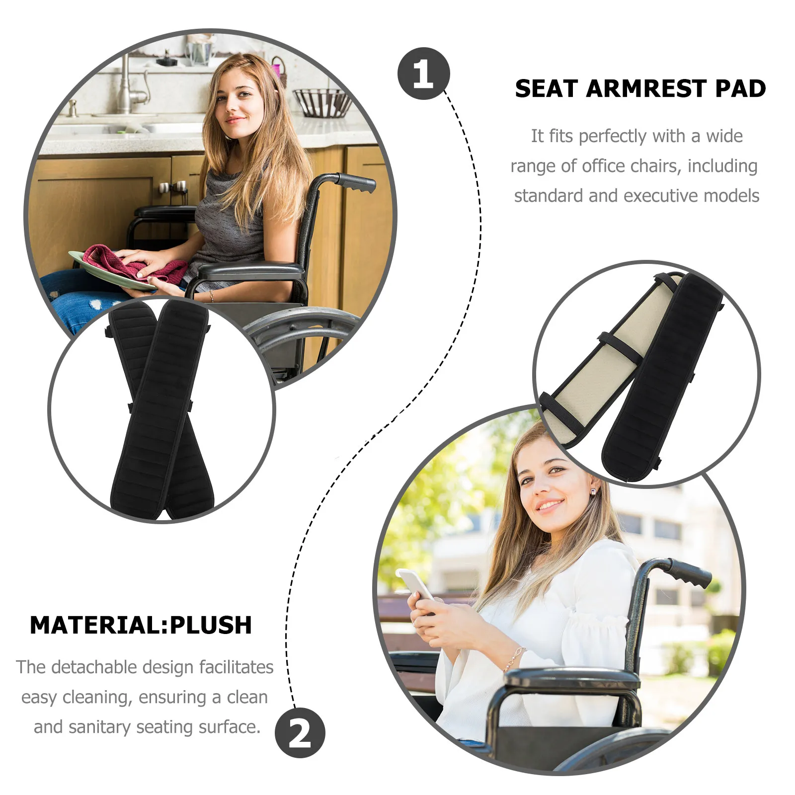 1Pair Chair Armrest Cover Handle Sleeve Cushion Protective Pad Office Chair Arm Pads Anti Slip Detachable Cleaning Armrest Cover