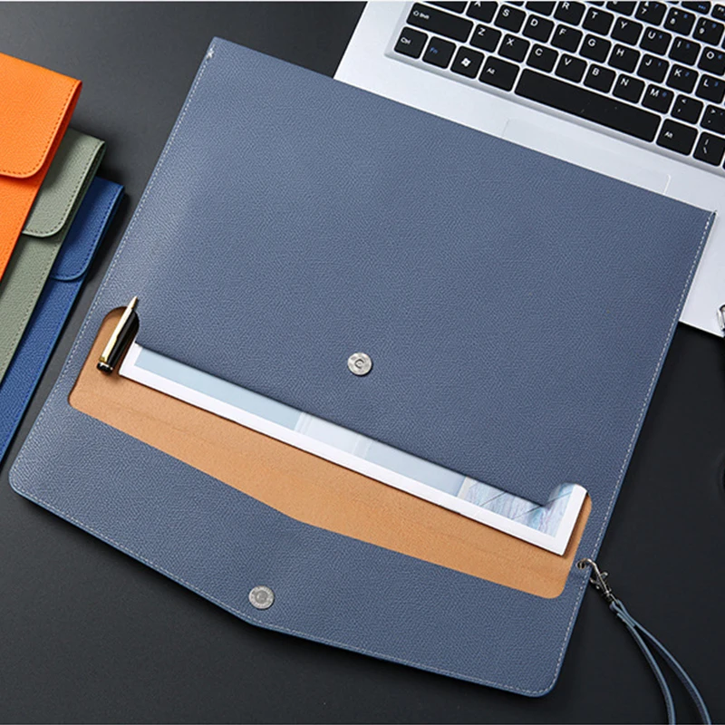 Business Office Fashion A4 Document Bag Customized Portable Student Document Pouch PU Leather Tablet Computer Protective Bags