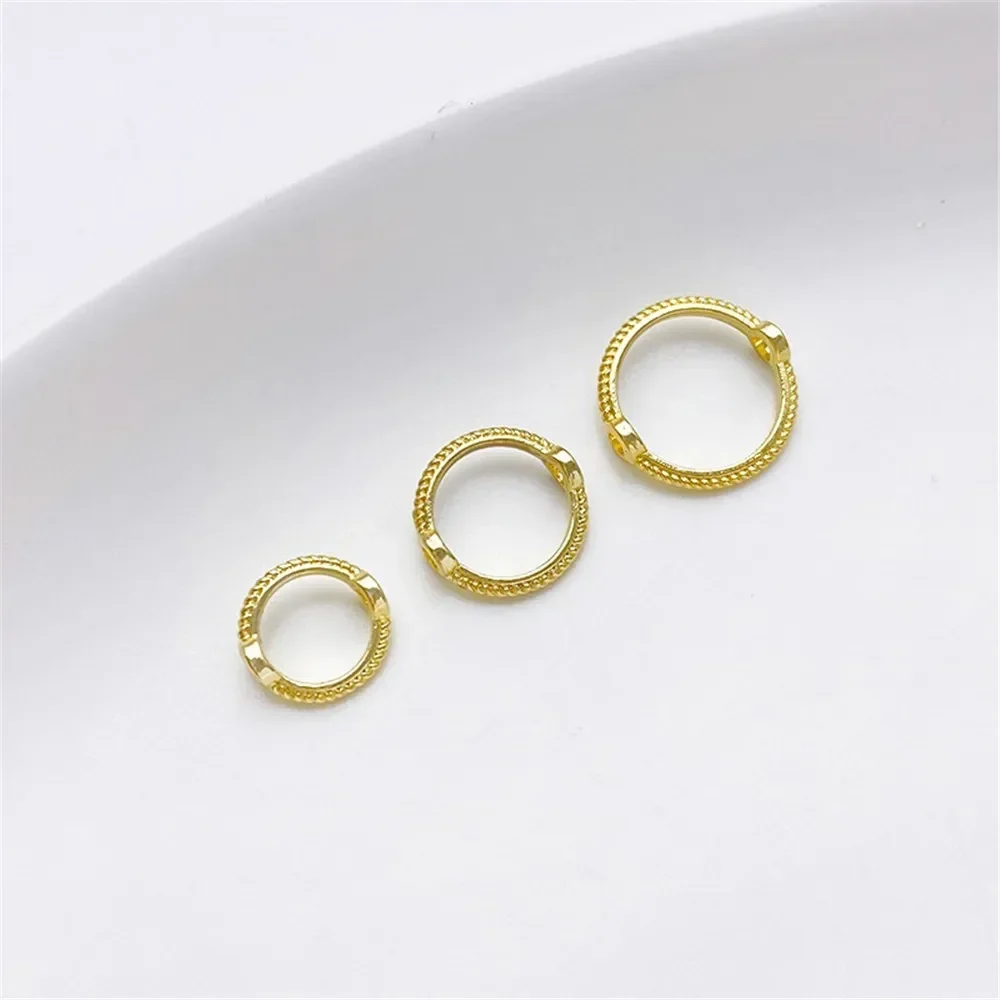 14K Gold-Color Lace Beaded Ring, Straight Hole Beaded Circle, DIY Bracelet, Necklace, Jewelry, Material Accessories Q035
