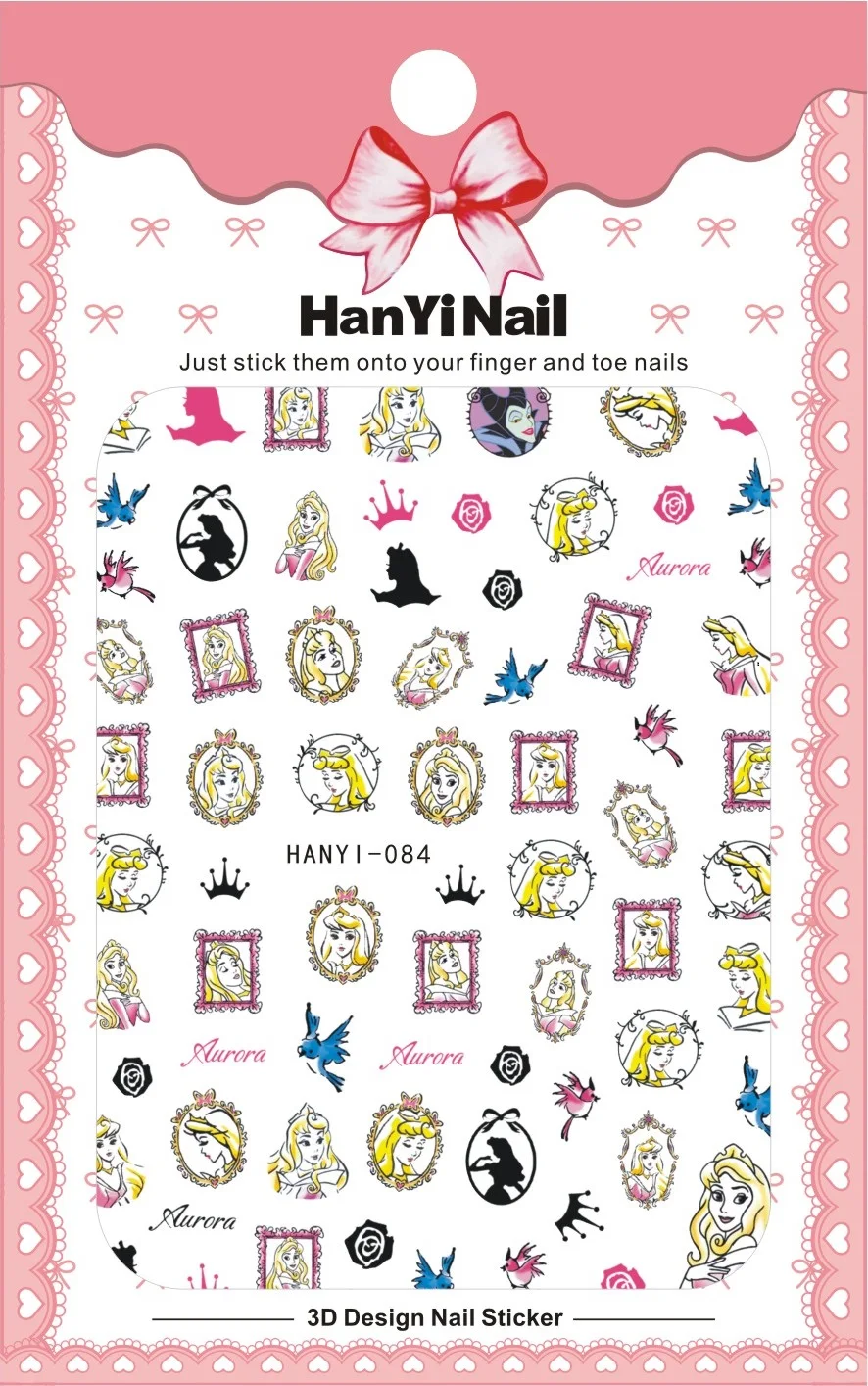 10PCS Disney Anime Cartoon Donald Duck Mickey Mouse Nail Sticker Snow White Princess Mayfair Nail Slider Stitch Pattern Nail