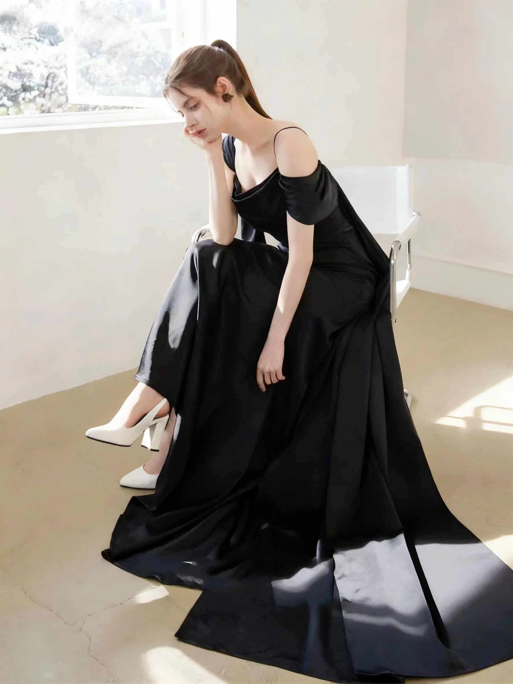 Fancy Customized Off Shoulder Korea Wedding Dress Mermaid Soft Satin Evening Party Dresses Long Dresses Back Corset 웨딩드레스
