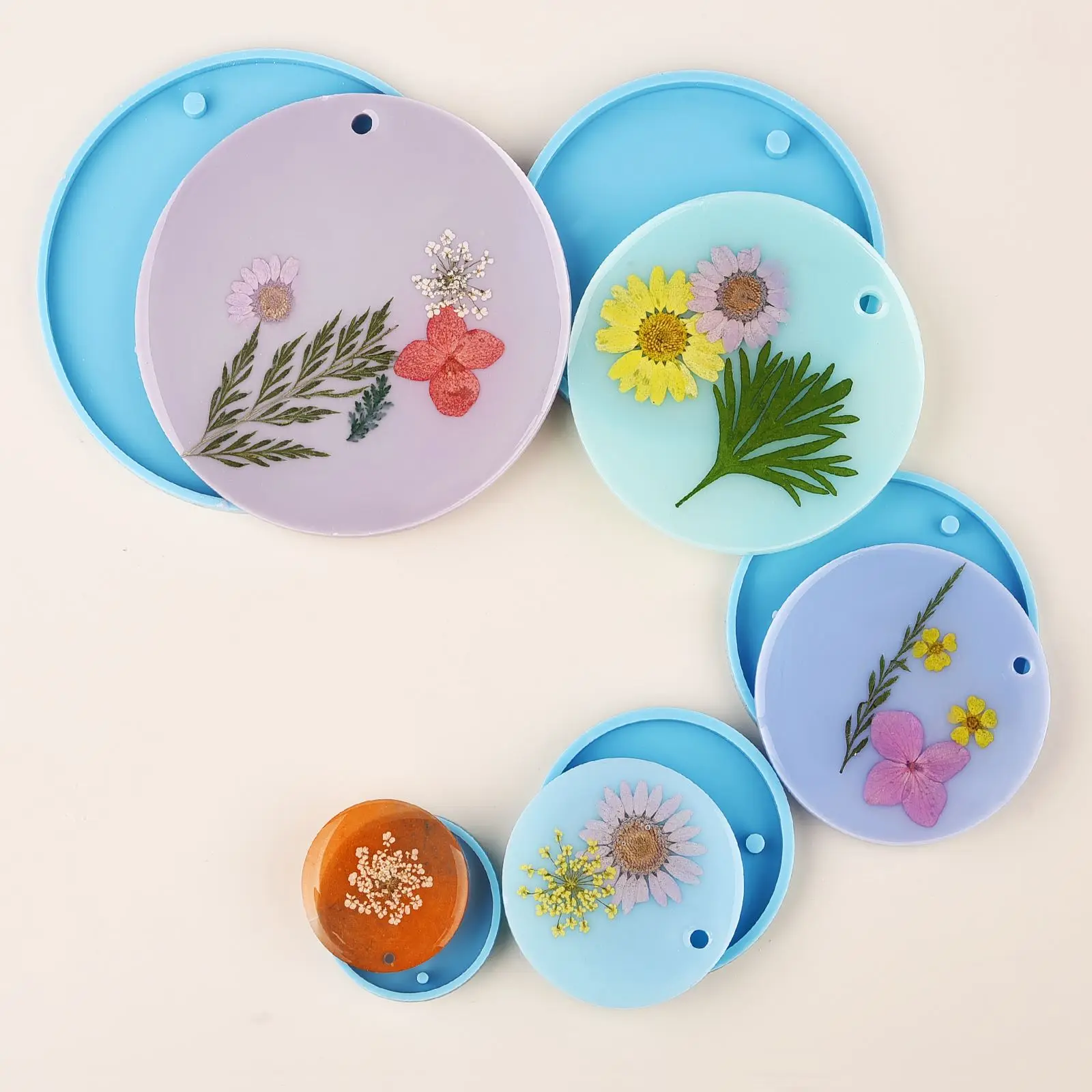 5 Size Round Tag Pendant Silicone Mold DIY Keychain Crystal Epoxy Resin Mold Hand Gift For Christmas Home Decoration Accessory