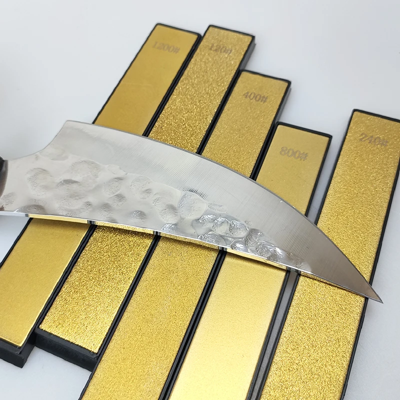 RUIXIN PRO Diamond Golden Knife Sharpening Stones Fixed Angle Knife Sharpener Kit Professional Whetstone Set With Stable Base