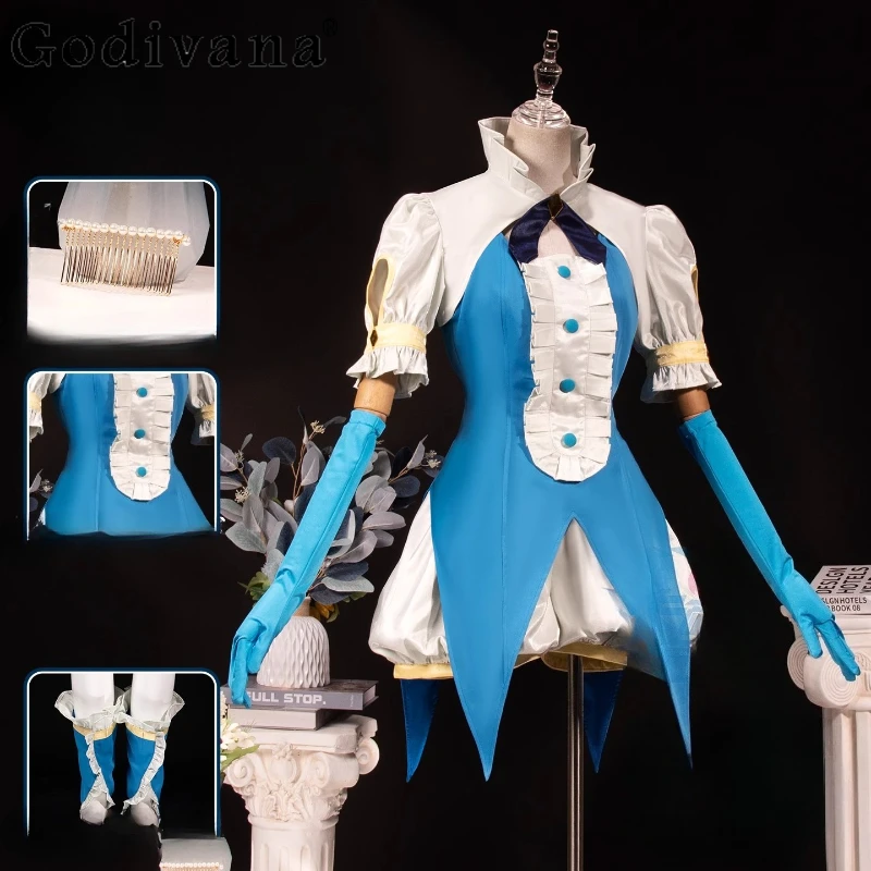 

Cosplay Game Impact Skirt Set Women Cosplay Headwear Tie Anime Role Play Skirt Suits Female Halloween Party Outfits