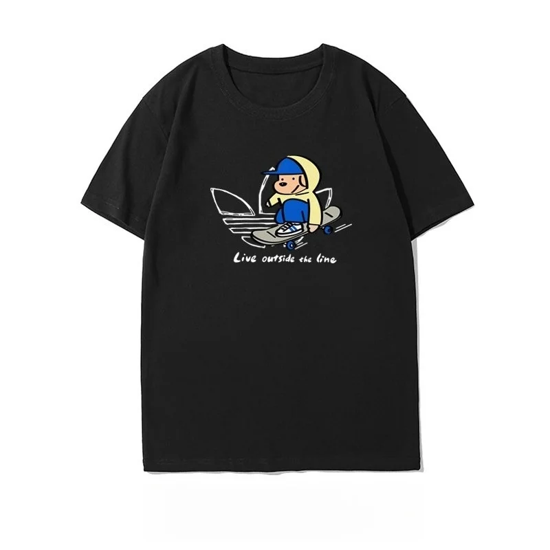 

American Heavyweight Pure Cotton Men's Short-sleeve T-shirt with Print, Summer Trendy Brand, Crew Neck, Stylish and Cool Top