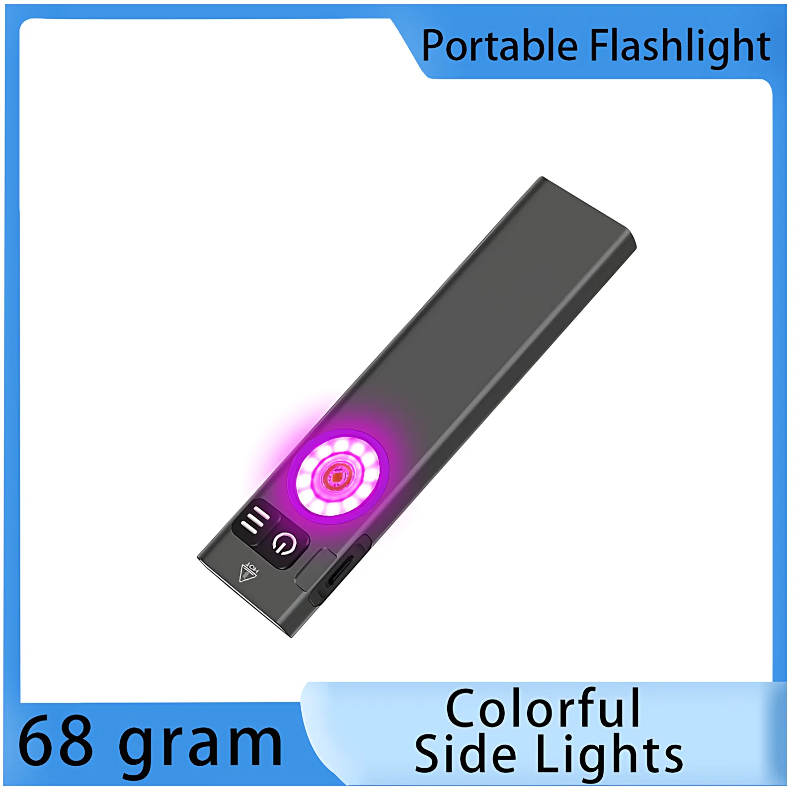 

Ultra-Thin 68g Lightweight C-Type Led Flashlight with Cob Side Light Rgb Mode Ip67 Waterproof for Bicycle Repair Hiking Emergency