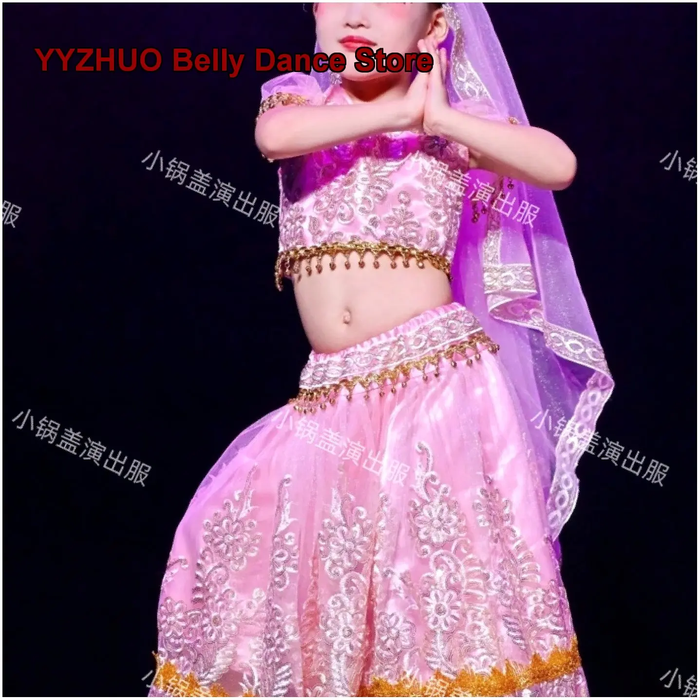Children's Girls Bollywood Lamp Dance Indian Exotic Princess Performance Costume Kids