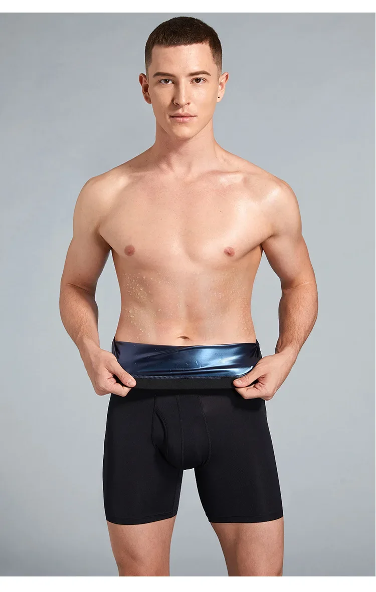 NEW Sweat Sauna Shorts Men\'s Fat Burning Waist Trainer High Waist Fitness Running Sports Underwear Slimming Pants Body Shapewear