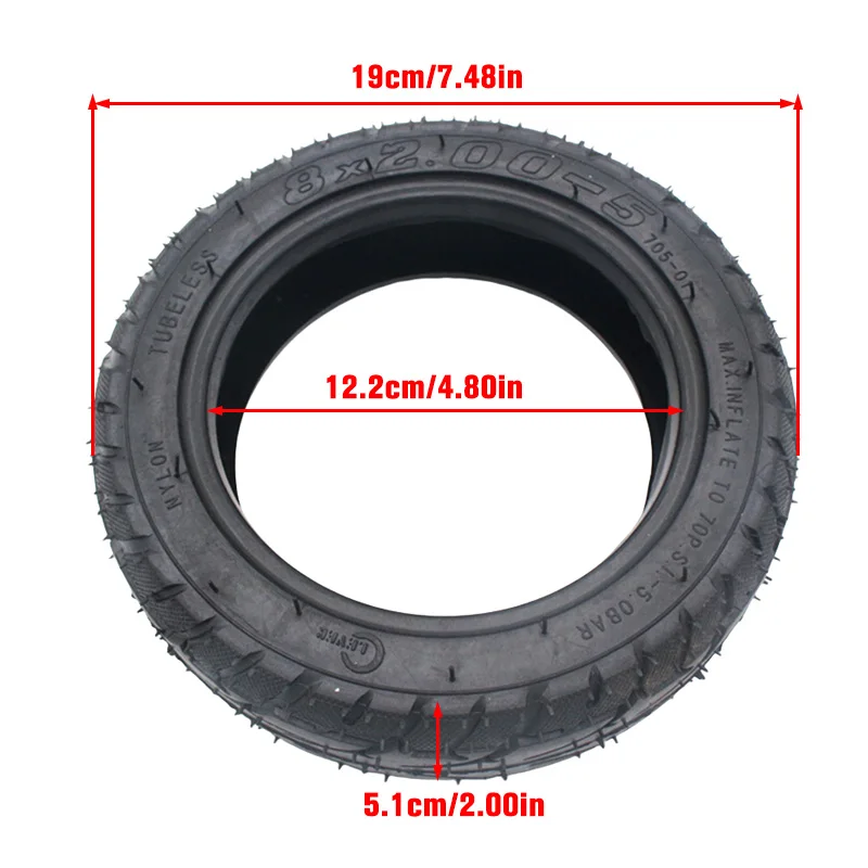 8-inch 8x2.00-5 vacuum tire suitable for KUGOO S1 S3 electric adult scooter tubeless tire