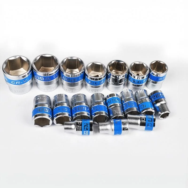 Answer1/2Inch Blue Drive Short Hex Sockets for Nut Removal 8-32mm Socket Spanner, CR-V Steel Socket Set For 1/2 Socket Set