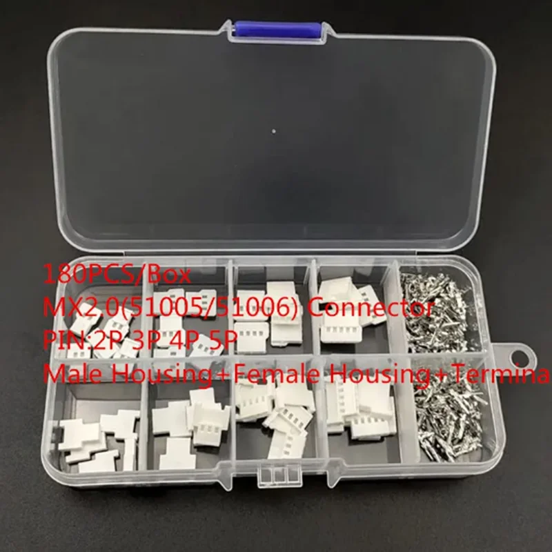 

180PCS 51005 51006 MX2.0 2.0mm Connector Pin Header Male Female Socket Terminal 51005 51006 MX 2.0 2P/3P/4P/5Pin