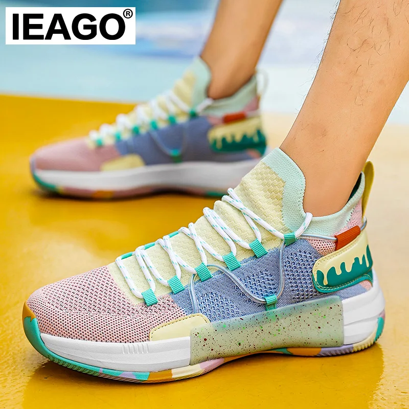 IEAGO Original Quality Spike Men Women Basketball Shoes Jogging Fitness Breathable Outdoor Sport Sneakers