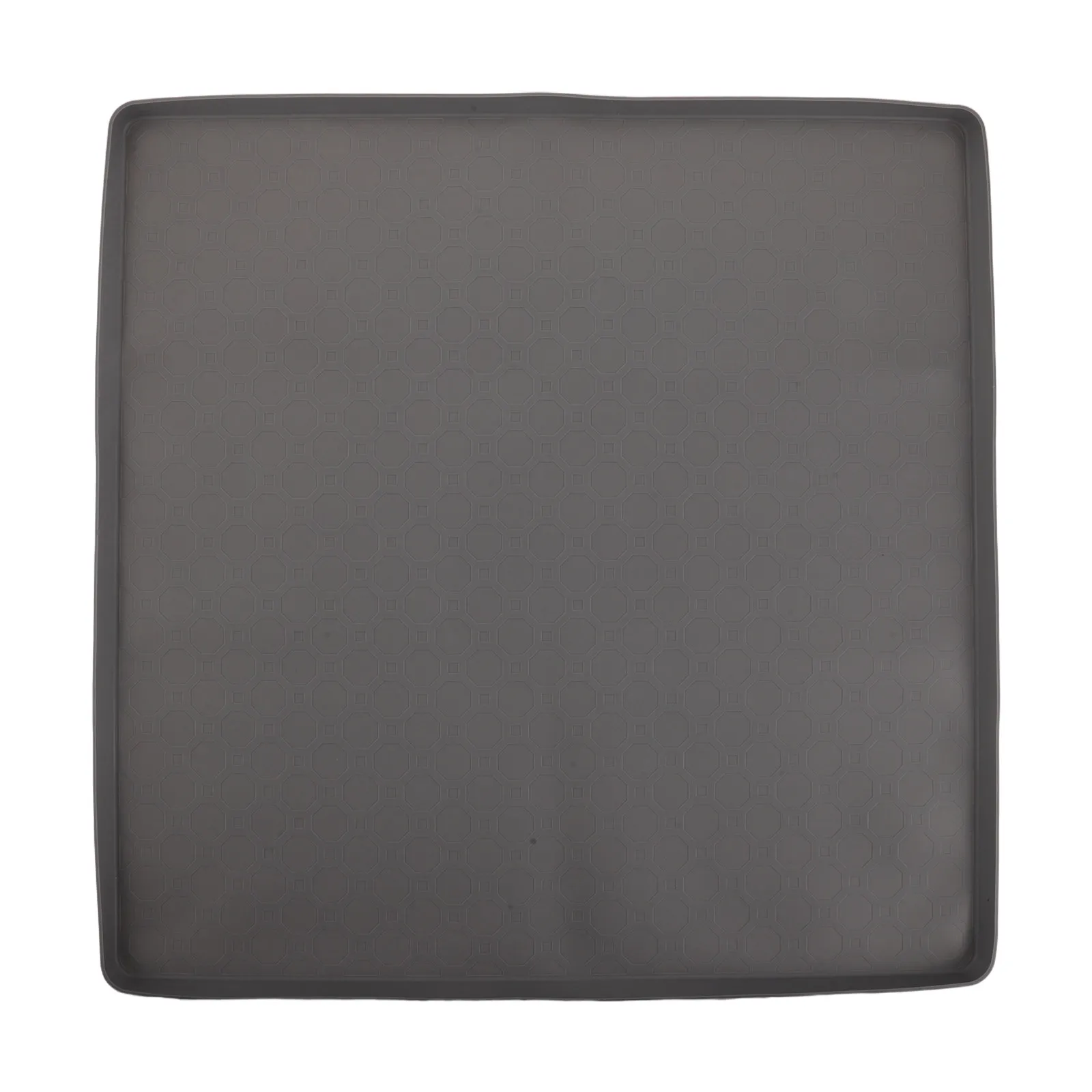 Grey Silicone Trash Can Mat Non Slip Raised Edge Corner Fit Waterproof Kitchen Floor Scratch Resistant Under Garbage Can Tray