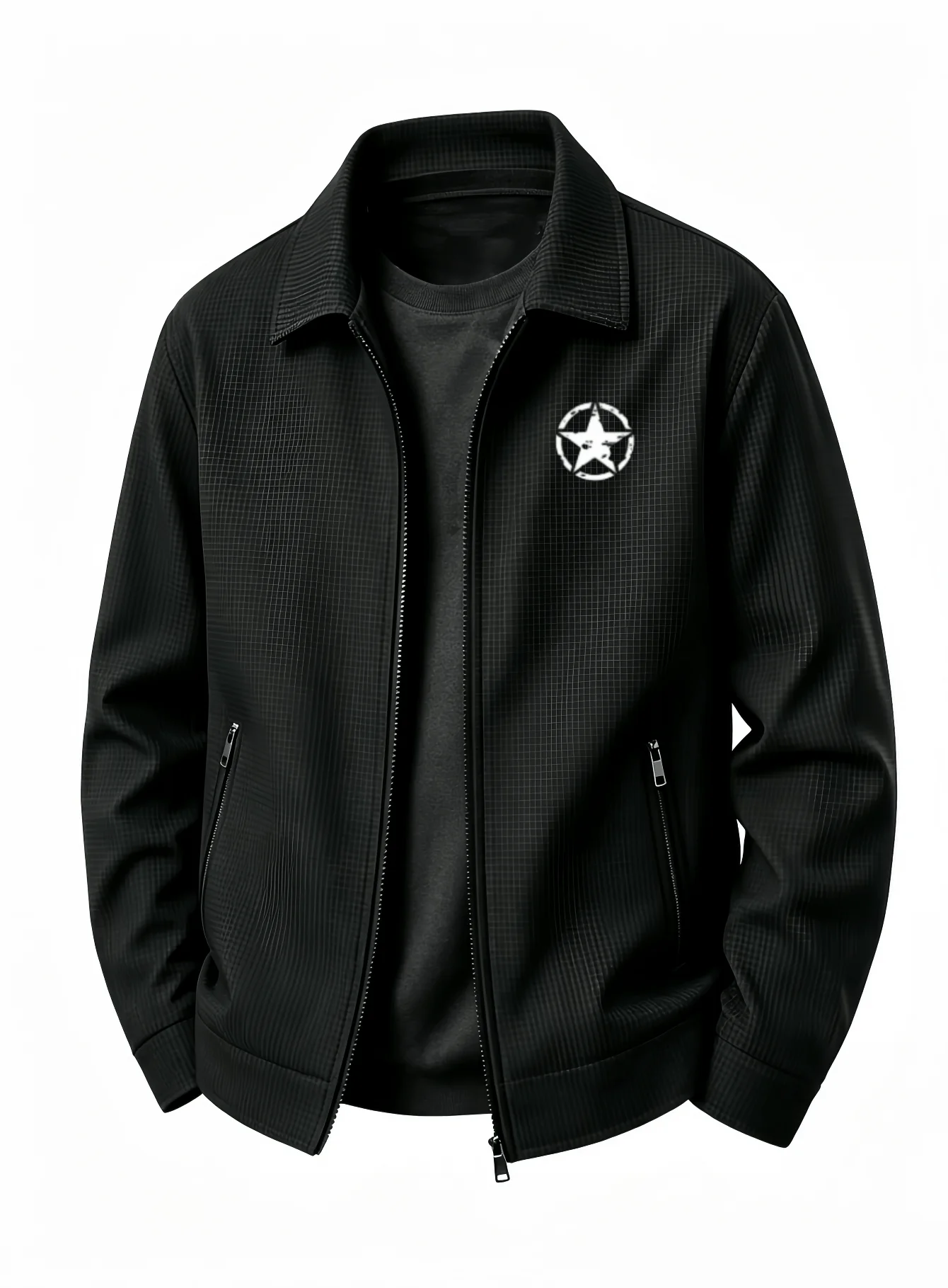 Men's Lightweight Collar Zipper Jacket Spring and Summer Men's High-end Business Casual Jacket Lightweight Texture