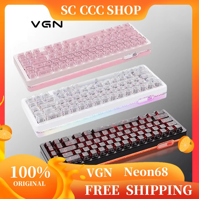 

Механическая клавиатура VGN Neon 68 с магнитными переключателями, проводная, для киберспорта, игровая, RT0.001мм, версия Gasket, супер-конкурентная, для ПК, подарок