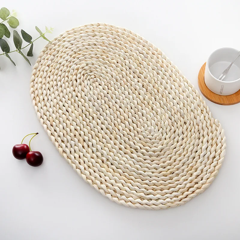 35CM Cup Mat Natural Rattan Hot Pad Hand Woven Hot Insulation  Non-slip Placemats Table Padding Kitchen Decoration Accessories