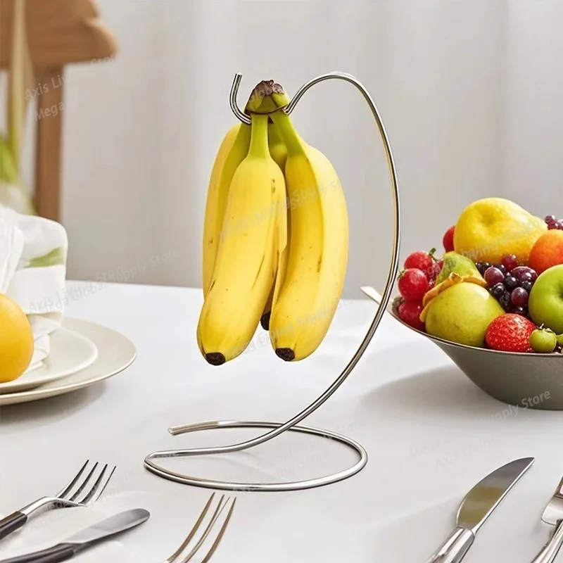 

Banana Rack Fruit Storage Shelf Aesthetic Stainless Steel Holder Multifunctional Metal Desk Organizer Hanger Table Decorations