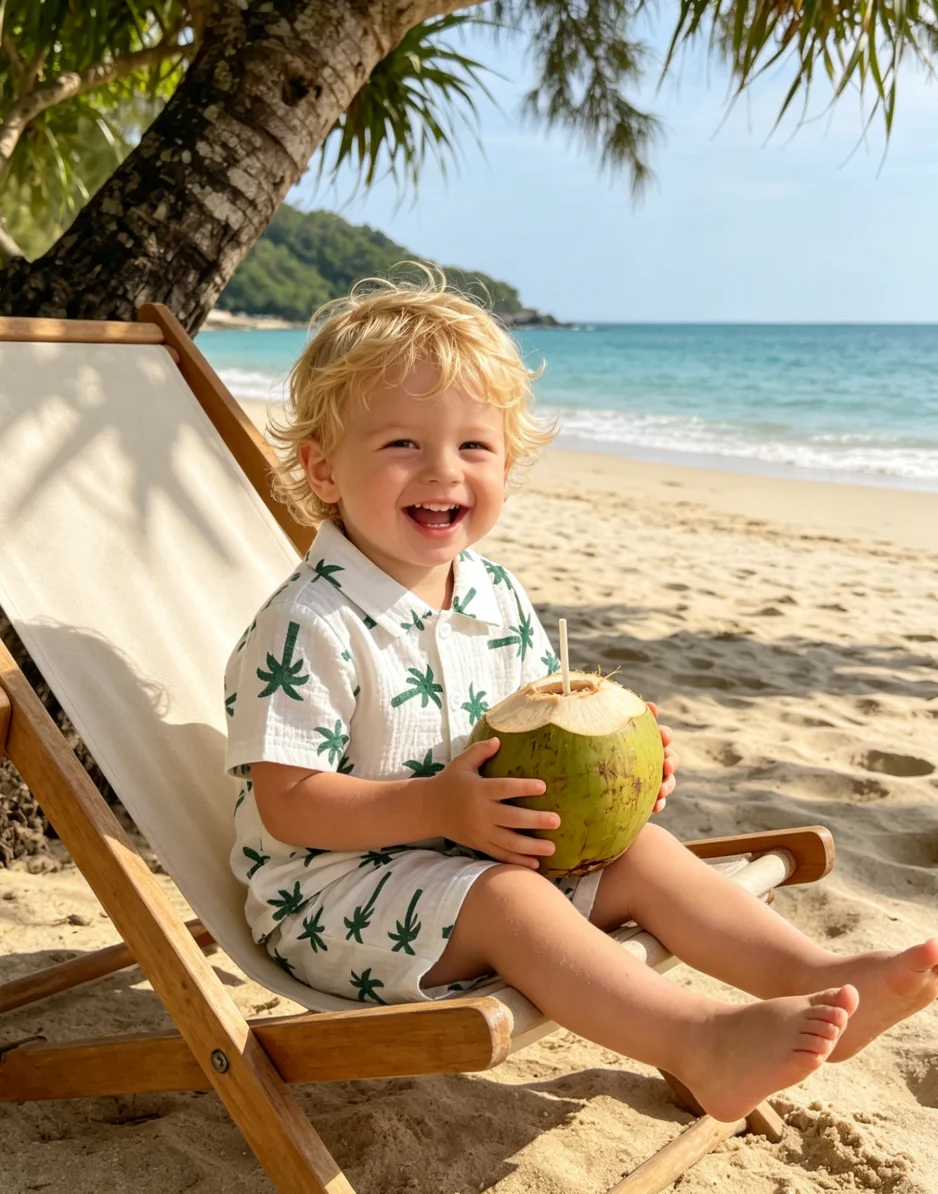 Baby Boy 2Pcs Summer Beach Set Palm Tree Print Short Sleeve Shirt Elastic Shorts Toddler Vacation Outfit
