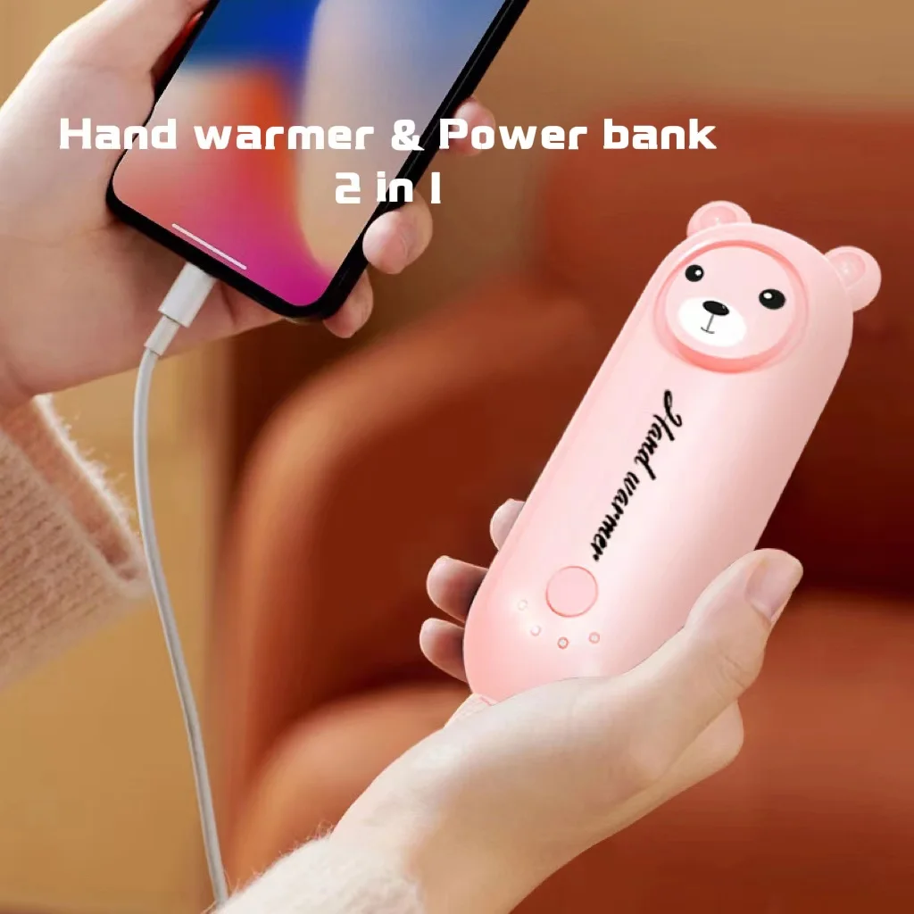 New 2in1 Hand Warm Treasure Mini Version Of Portable Student Cute Cartoon USB  Mobile Phone  PowerBank  Portable