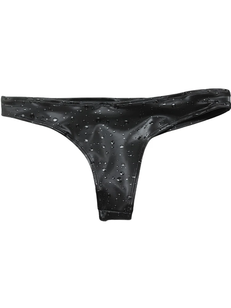 

S-XXL 3D Water Drop Prints Bikini Tanga Tights Elastic PU Leather Women Thongs And G Strings Sexy Trunks Panties Calcinha Briefs