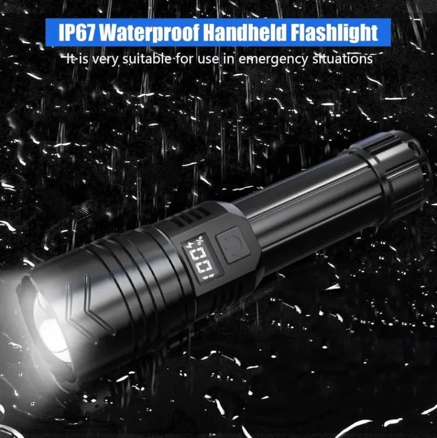 Portable Strong Light Emergency LED Flashlight Rechargeable Powerful Tactical Flashlights Zoomable Torch Outdoor Camping Fishing