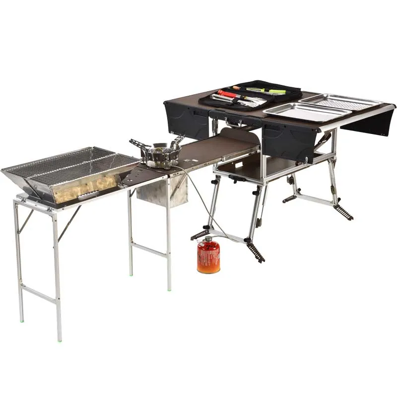 

Camp Aluminum Kitchen and Rv Kitchen Bulin C650 BBQ Aluminum Folding Cooking Table Portable Camping Kitchen for Outdoor Bbq