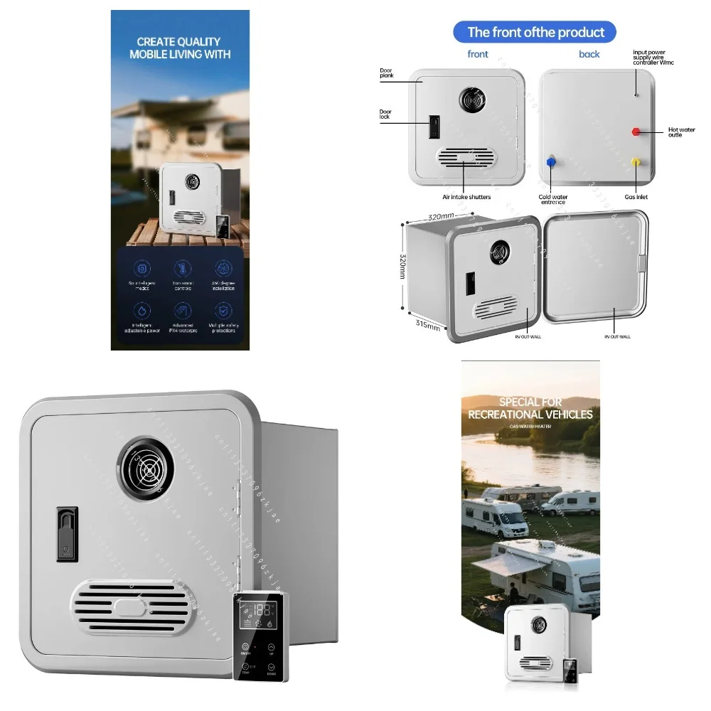 Portable Tankless Gas Water Heater 8L 12V Instant Shower System for RV Outdoor Camping Caravan