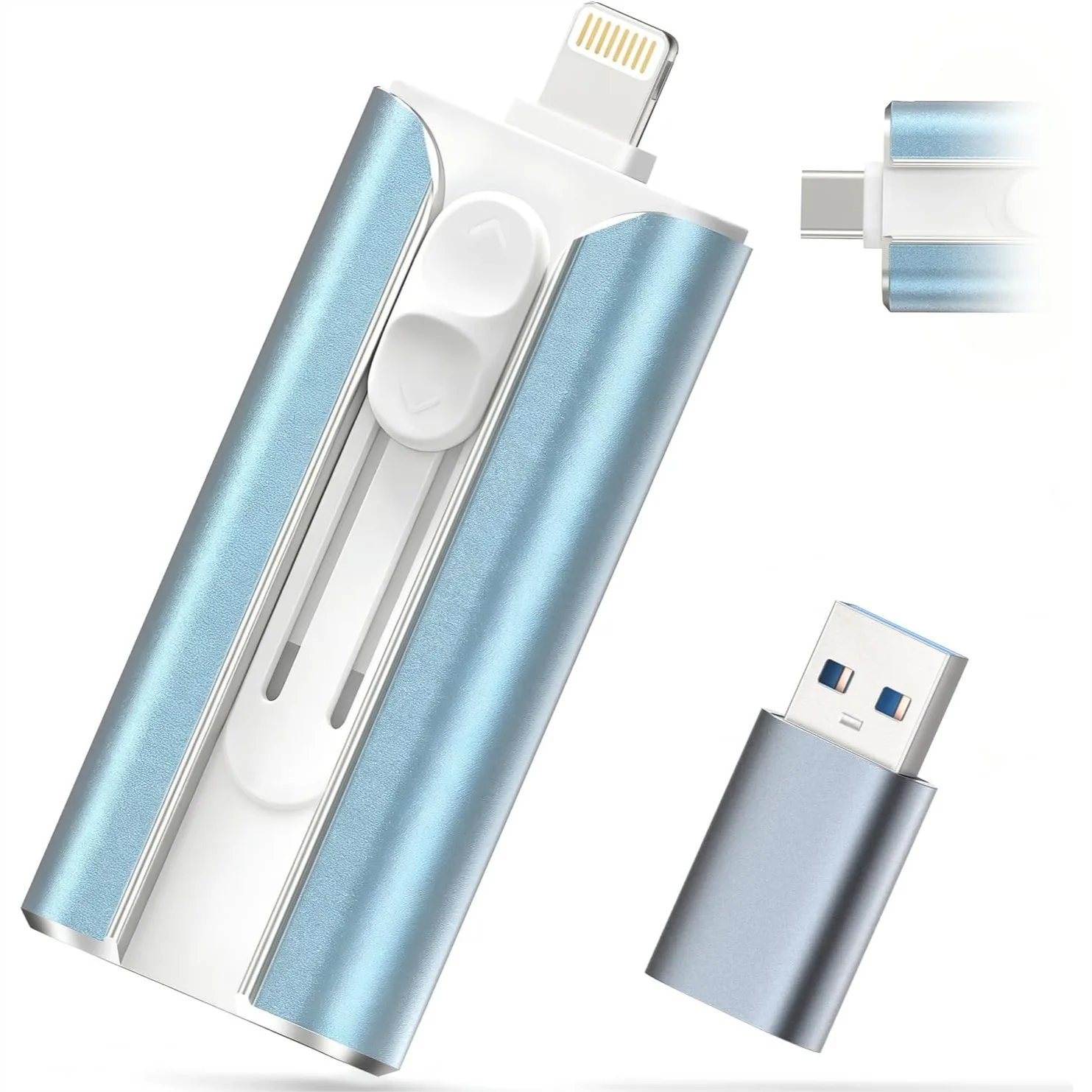 512GB MFi Certified Flash Drive for iPhone iPad Android PC - Photo Stick with Lightning USB-A Type-C Ports, High-Speed External
