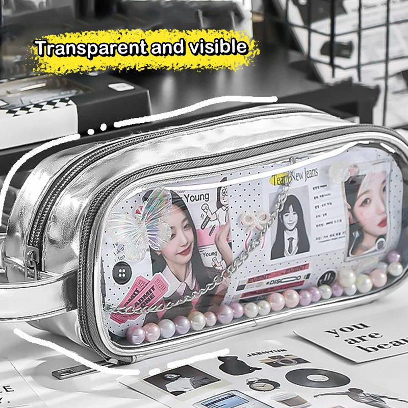 Прозрачный стилус, приблизительная емкость, сумка для хранения канцелярских принадлежностей, дорожный органайзер для косметики, студенческие принадлежности