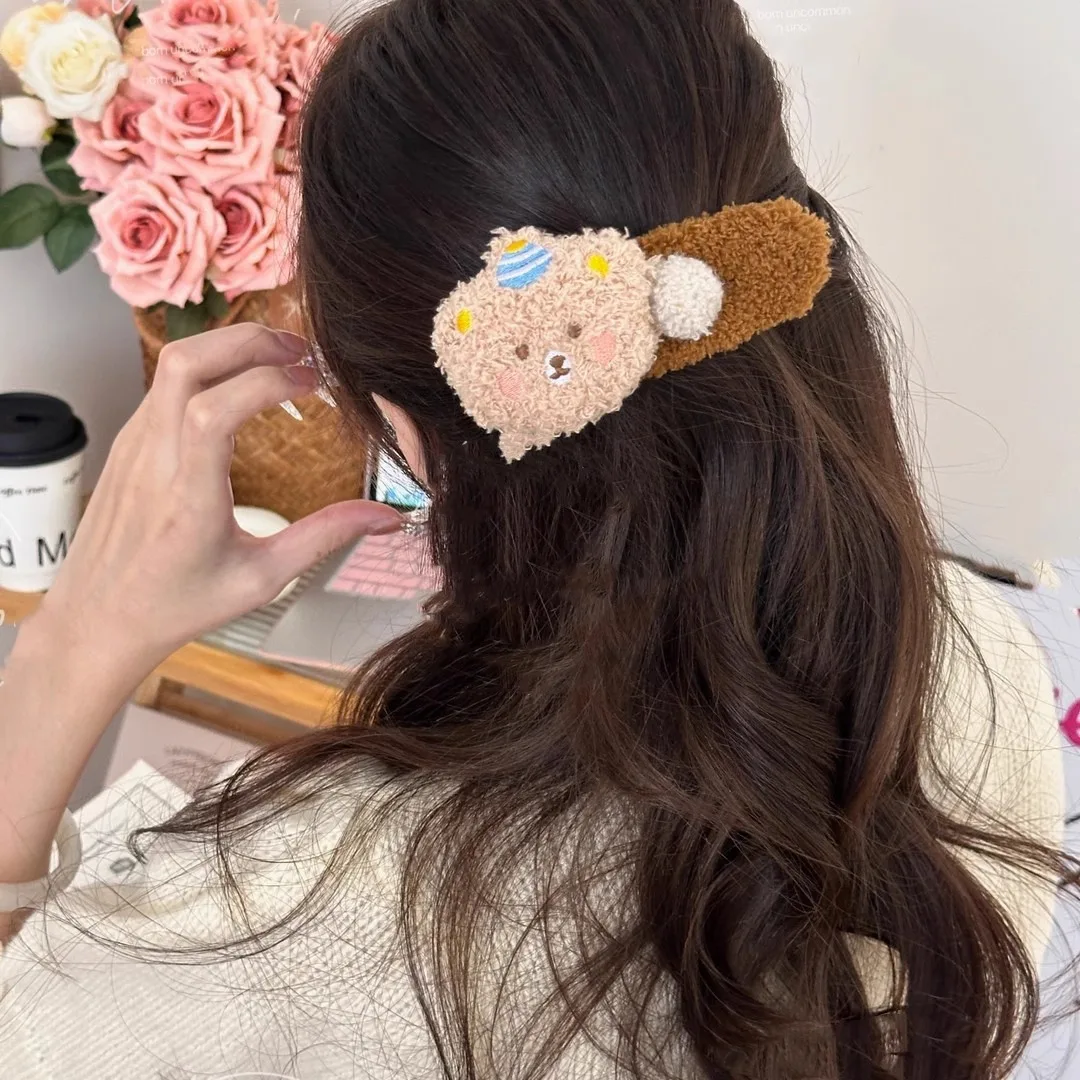 Cute Plush Bear Hair Clip Big Duckbill Hair Claws Sweet Women Girls Barrettes Bangs Hairpins Hair Pins Ponytail Hair Accessories