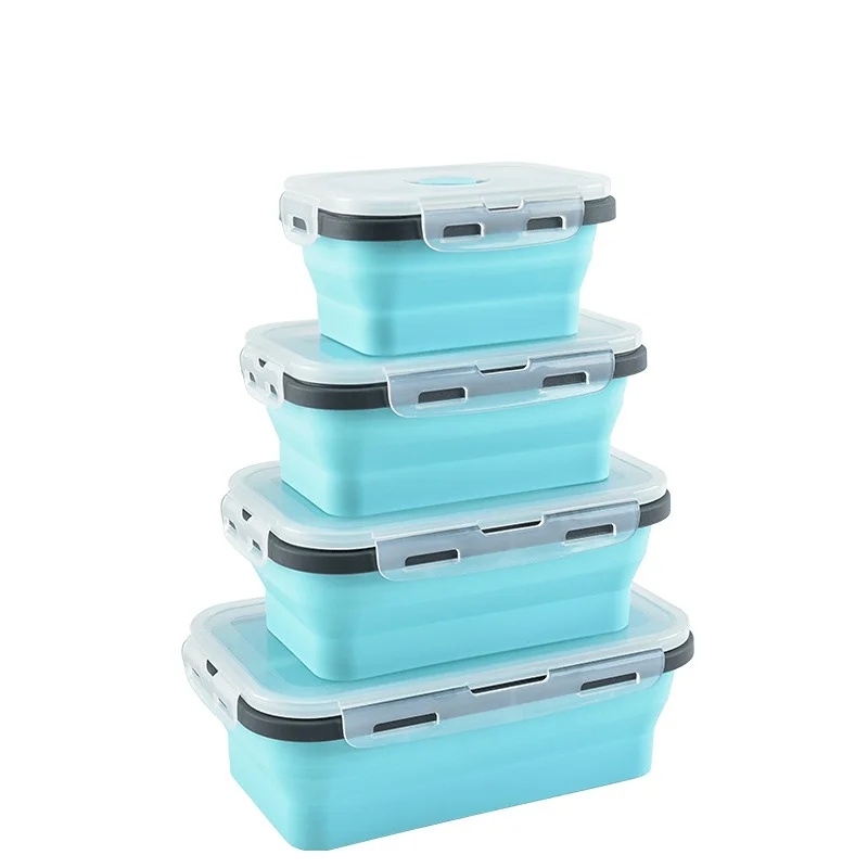Square Silicone Preservation Box, Refrigerator, Outdoor Portable Lunch, Portable Box, Expandable and Foldable Silicone Lunch Box