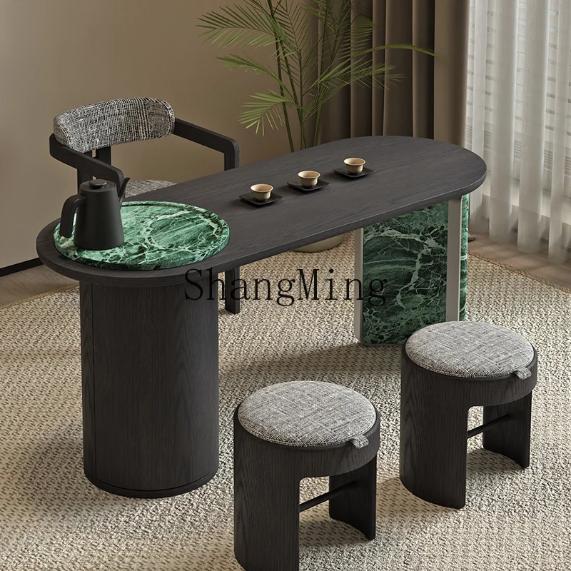 

LXY Balcony Tea Table Medieval Solid Wood Home Office Tea Table