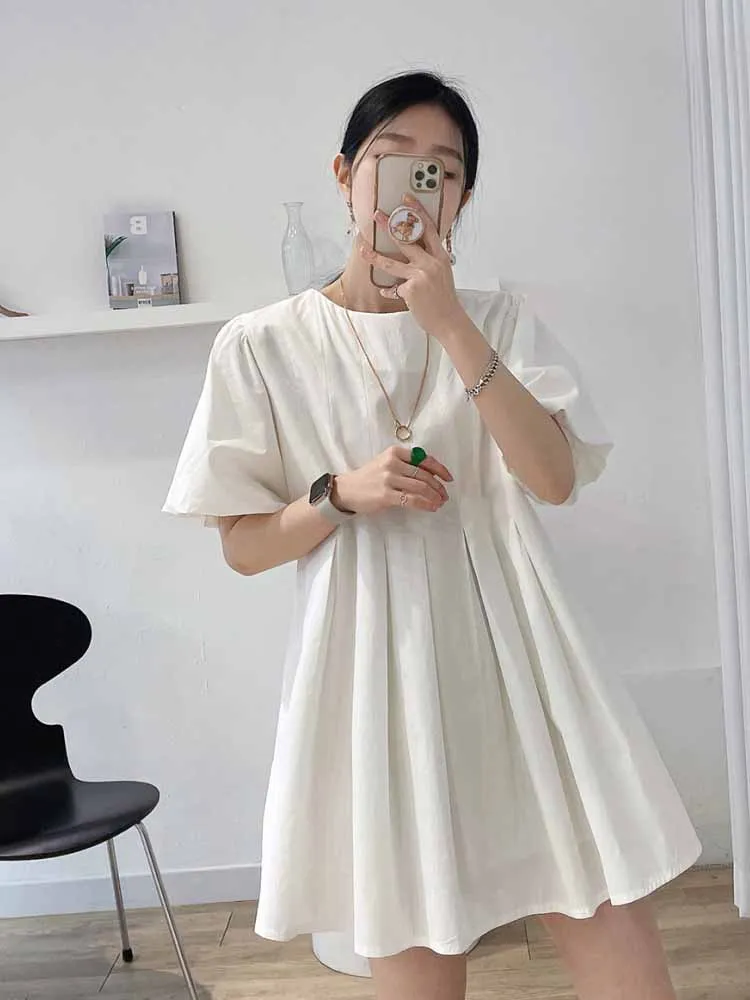 Rok A-Line Bulat Sve Dr Wanita Baru Musim Panas Rok A-Line Berlipat Dr Korea Sle Pinggang Tinggi Or Sve Dr