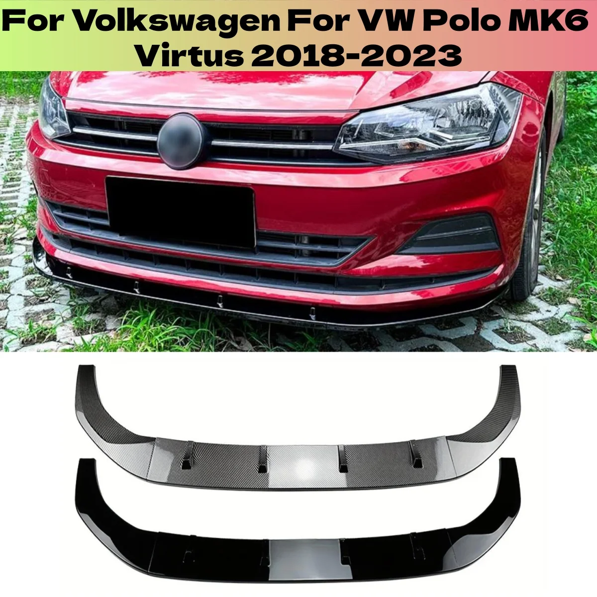 

Car Front Bumper Spoiler Lip For Volkswagen For VW Polo MK6 Virtus 2018-2023 Lower Splitter Diffuser Exterior Body Kits