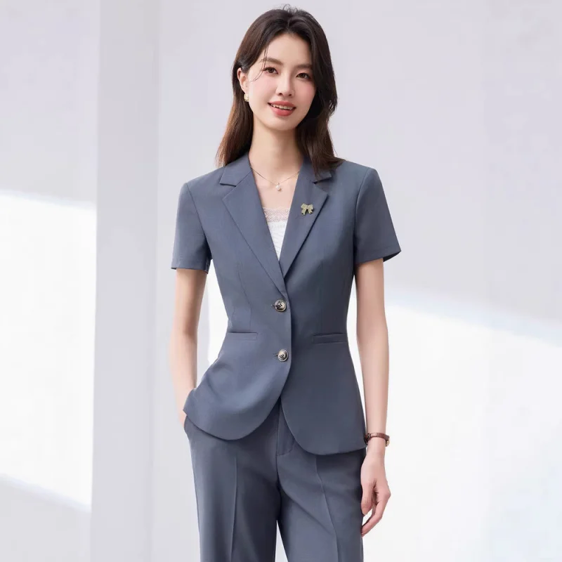

Summer fashion short-sleeved suit, slimming and stylish, casual and leisurely, suitable for hotel staff, managers, and front des