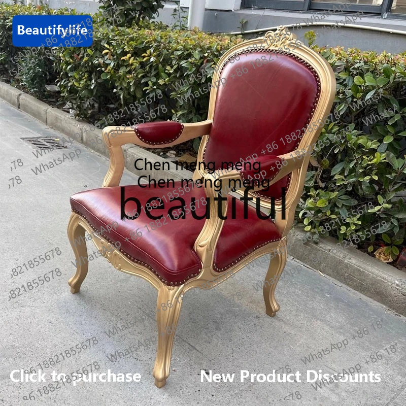 

C85 Retro solid wood living room small apartment carving, old carving villa club negotiation sofa