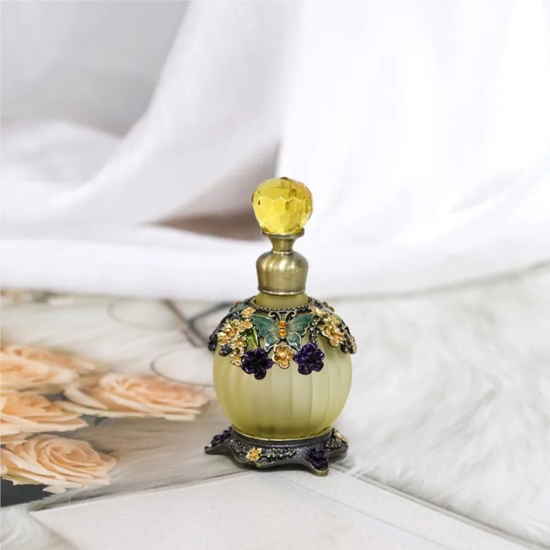 Butterfly Flower Design Bottle Exquisite Storage Bottle Vintage Hand Painted Essential Oil Separate Bottle Empty Bottle ZJ443