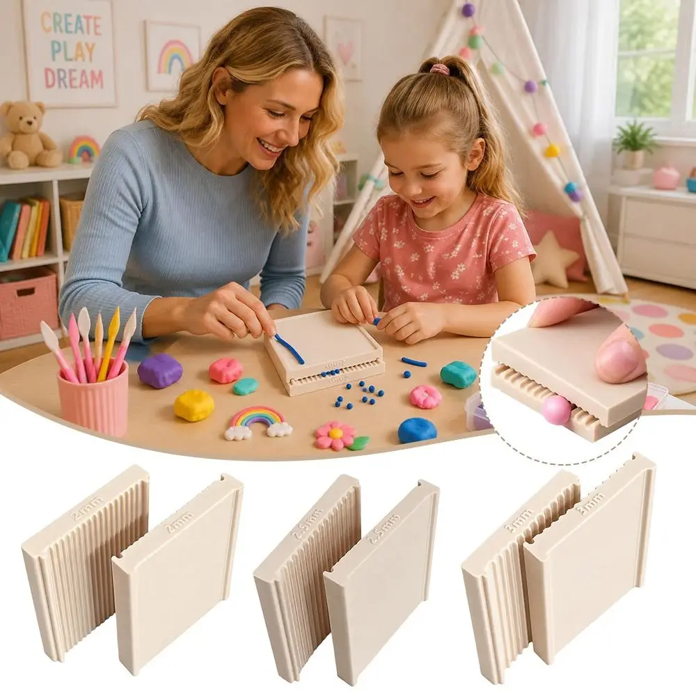 Plastic Clay Ball Maker 2/2.5/3mm Grooved Surface Clay Strip Maker Flat Shaping Panel Even Sizing DIY Jewelry Making