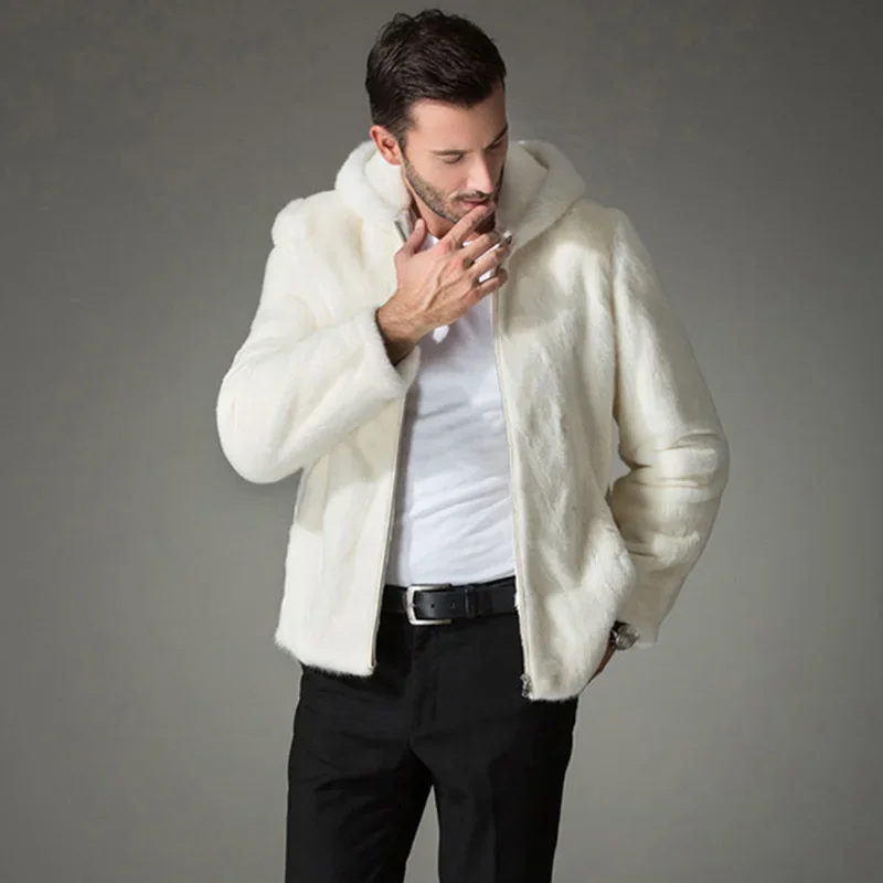 

Men's Faux Fur Coat Winter Thicken Jacket Fluffy Long Sleeve Warm Outerwear Luxury Fur Bontjas Jacket Hooded Plush Coats 2026