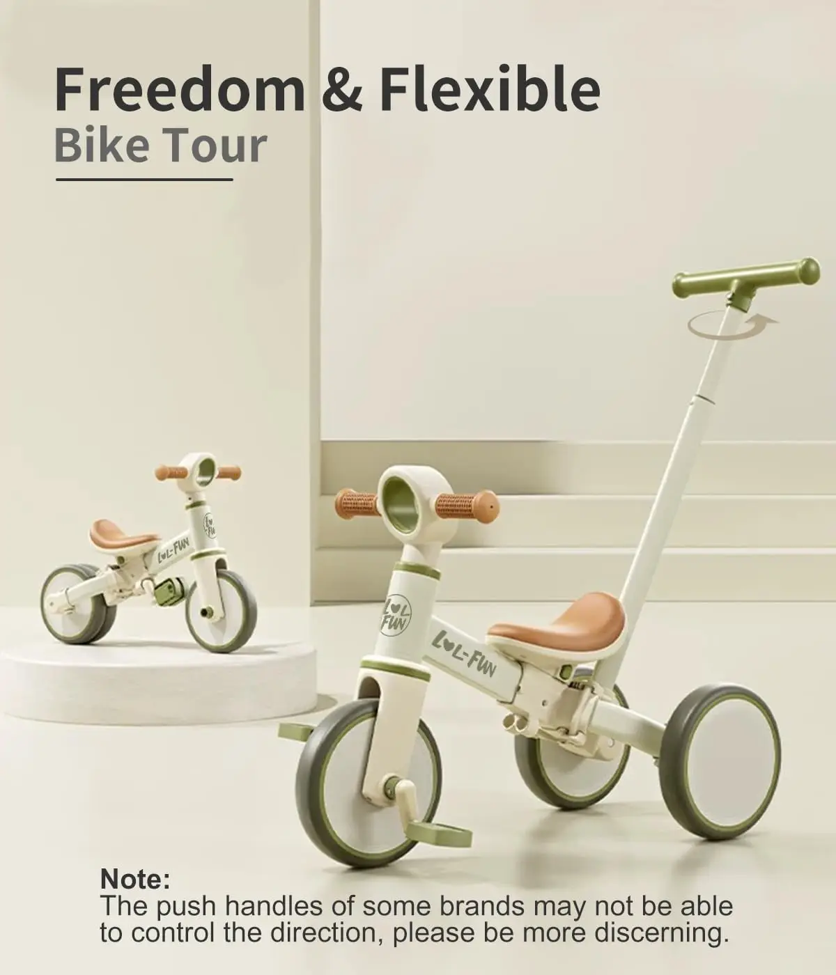 Tricycle for Toddlers 1-3 Baby Balance Bike 1 2 Year Old Boys Girls Ride on Toy with Parent Steering Push Handle & Removable Ped