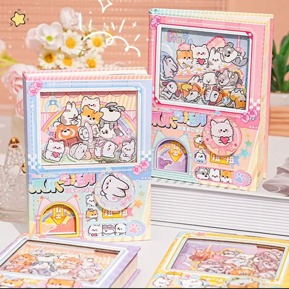 Decompression สีหน้าภายในการ์ตูนโน้ตบุ๊ค Gashapon Machines เขย่า Notepad ขนาดเล็กน่ารัก Kawaii Square Writing Pad Diary