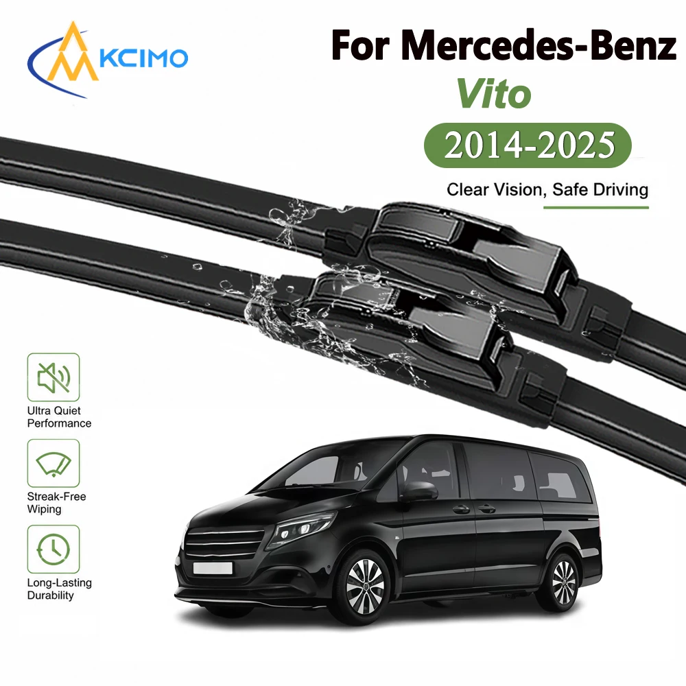 Front Windscreen Wipers Pair/ Set For Mercedes-Benz Vito W447 2014-2025 Natural Rubber Wiper Blades for All-Weather Durability